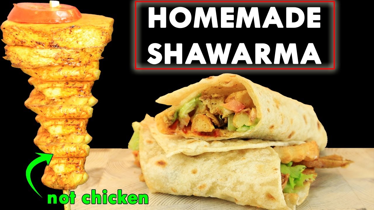 SHAWARMA AT HOME! with saj bread and all the fixings, VEGAN RECIPE!شاورما نباتي kebab resepti