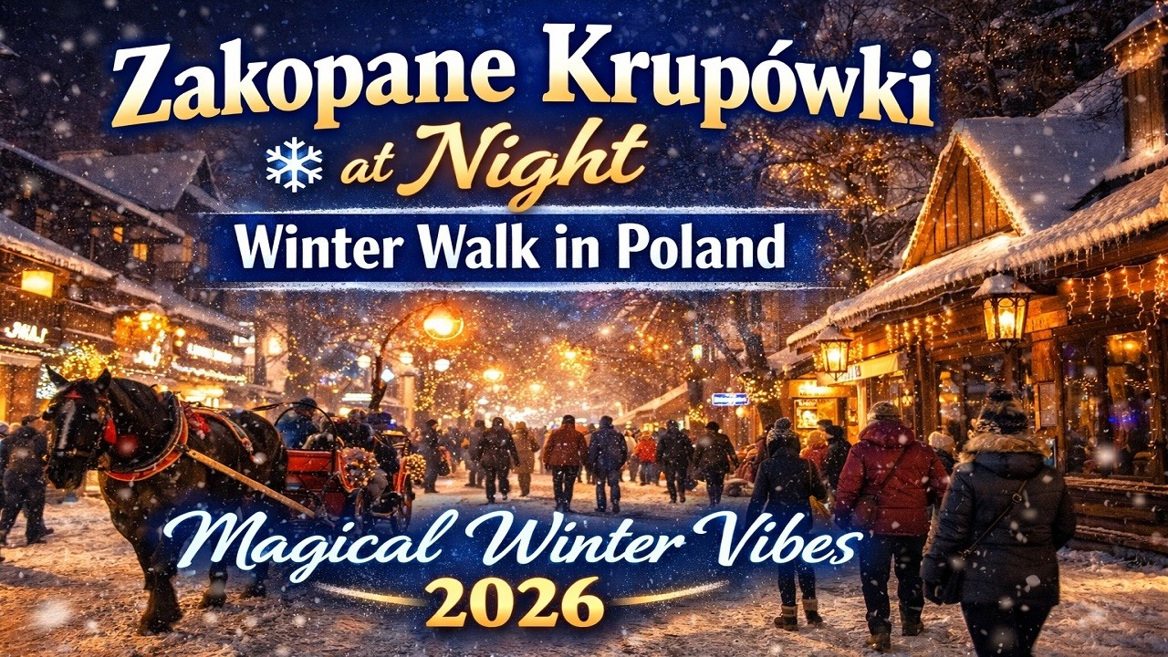 Zakopane Krupówki at Night ❄️ Winter Walk in Poland | Magical Winter Vibes 2026