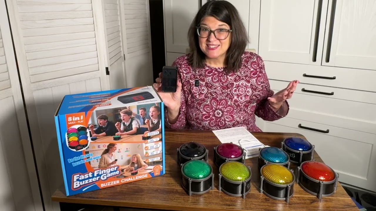 Обзор игровых кнопок Joyublly Trivia Buzzers | Набор из 8 предметов для игрового шоу со светом, з...
