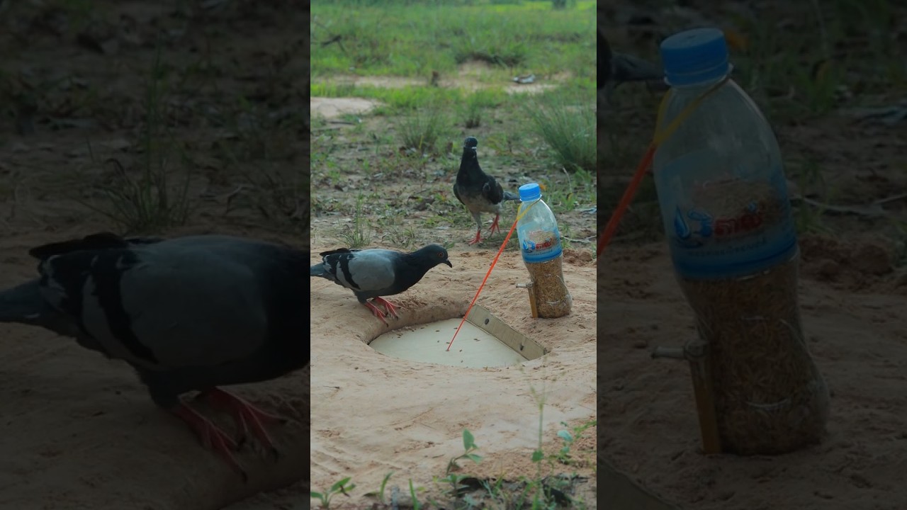 Really Unique DIY Bird Trap That Catching 2 Pigeons #youtubeshorts #shorts