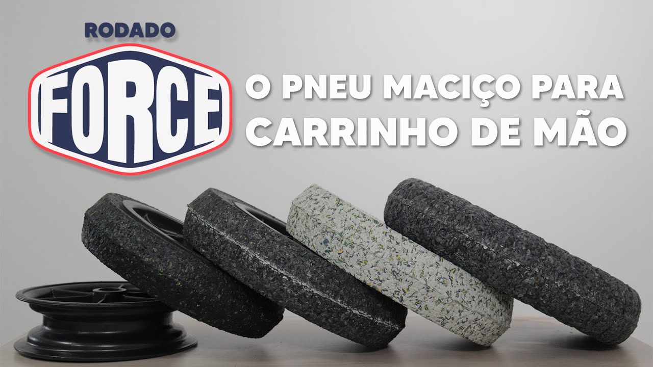 Rodado Force - pneu para carrinho de mão que não fura e dura 4x que pneu com câmara de ar