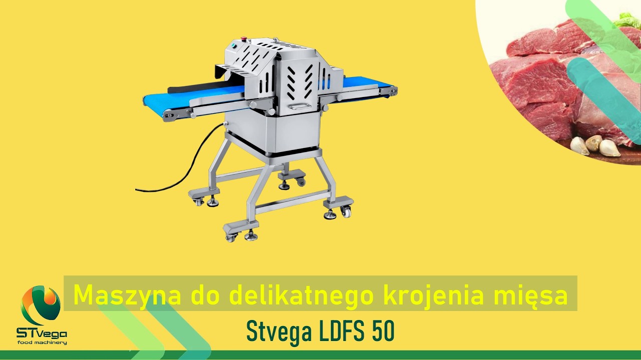 Krojenie mrożonych płuc w kostkę maszyną Stvega LDFS 50 do delikatnego krojenia ryb i mięsa