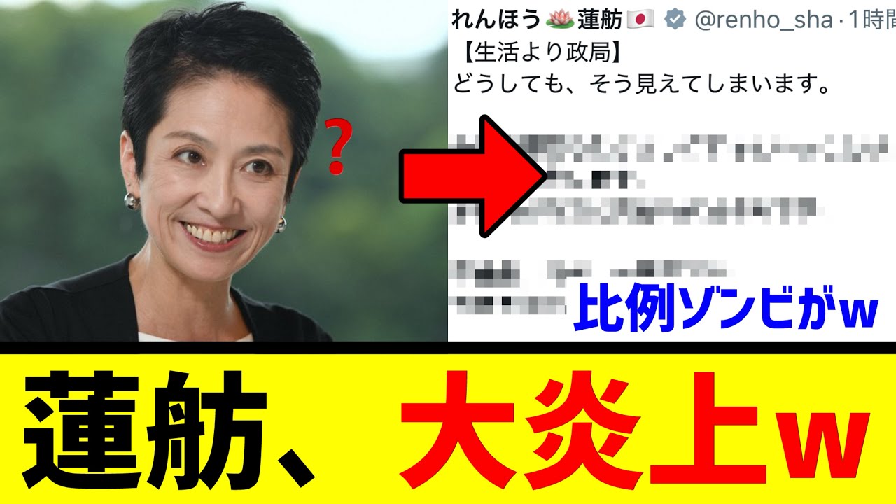 蓮舫議員､参議院で6年安泰の立場からぬくぬく援護射撃wwwwwww