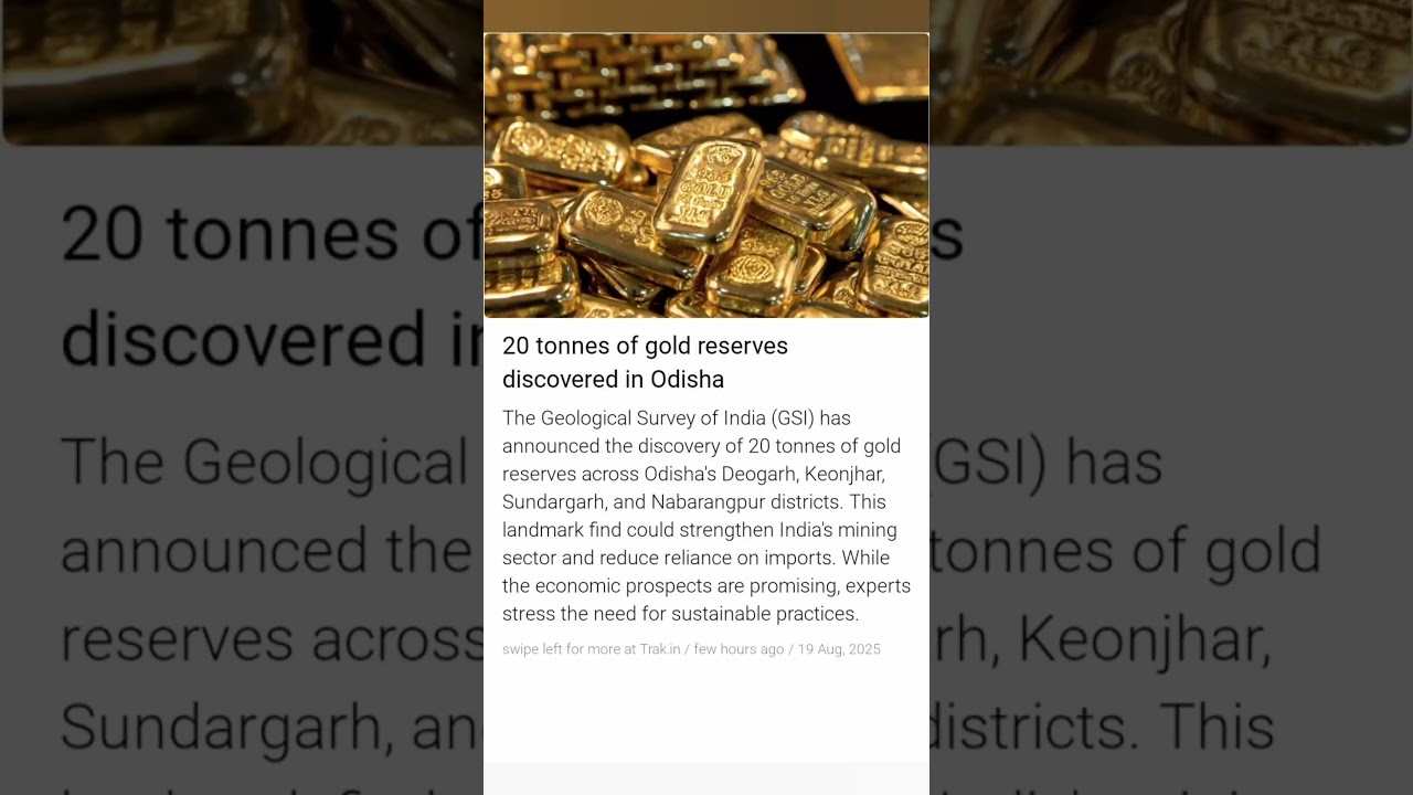 20 tonnes of gold reserves discovered in Odisha