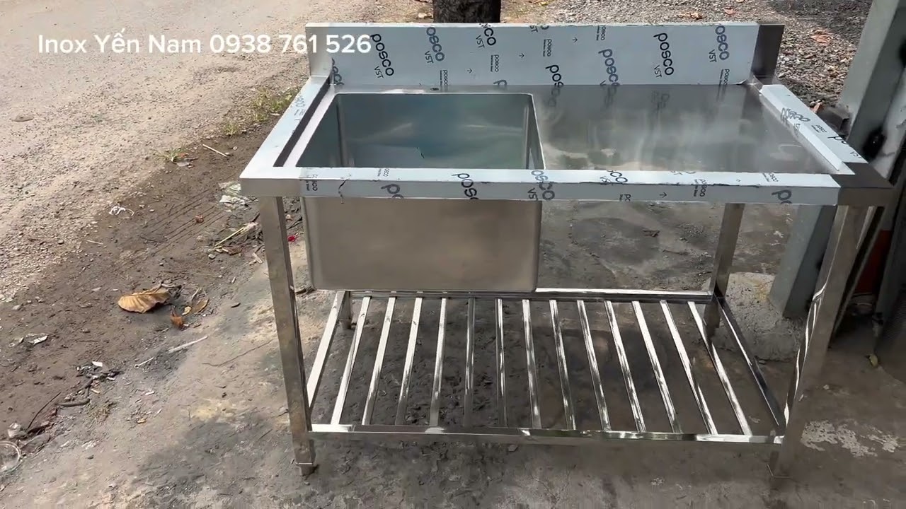 Mua chậu rửa 1 hộc inox công nghiệp 1m2 bàn phải chính hãng