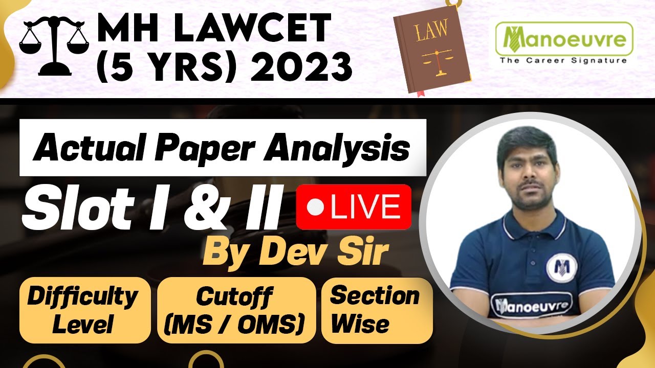 MH LAWCET (5 YRS) 2023 - Actual Paper Analysis | Slot 1 & 2 | Difficulty Level | Cut Off | Section