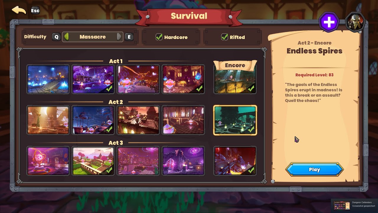 Dungeon Defenders Awakened| Endless Spires | Massacre | Survival | Hardcore | Rifted | Wave 23 start