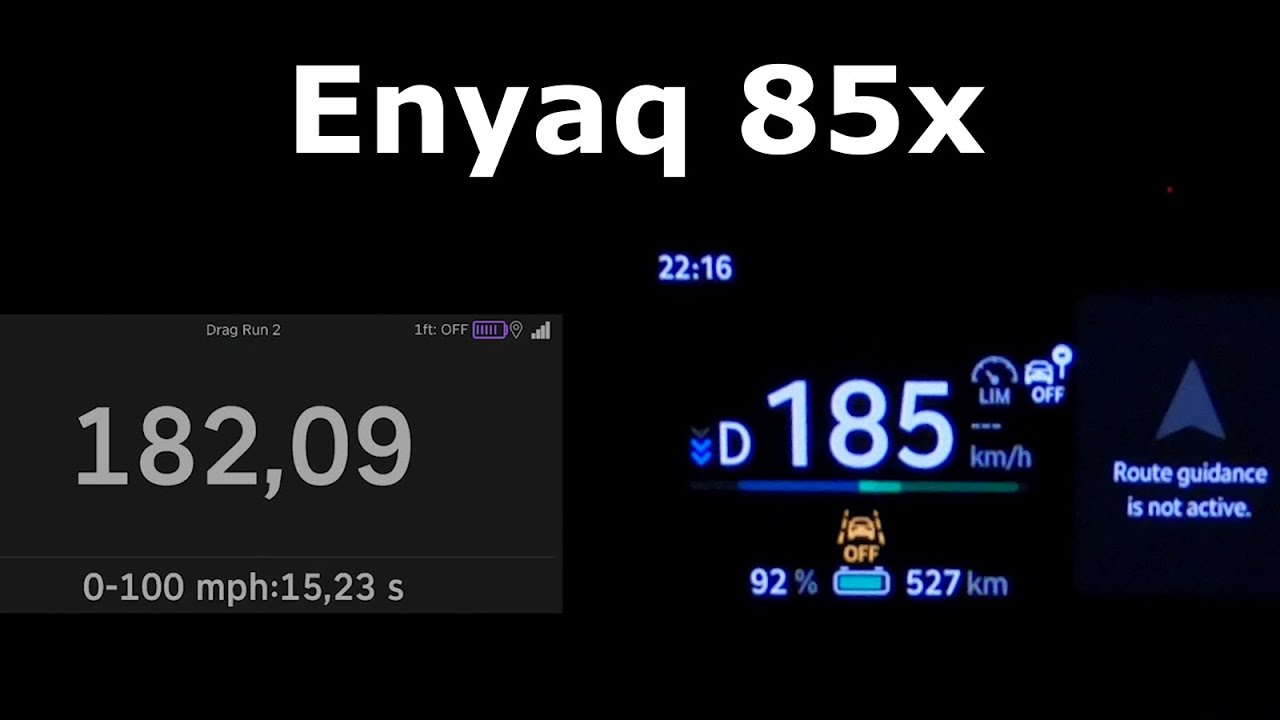 2024 Skoda Enyaq 85x acceleration 0-60 mph 0-100 km/h 0-180 top max speed GPS drag 1/4 mile &Scaron;koda iV