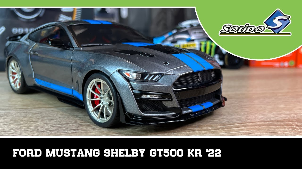 Unboxing Ford Mustang Shelby GT500 KR 2022 Silver / Blue Stripes Solido 1/18ème 2023