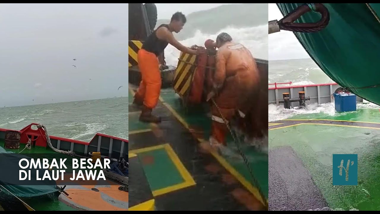 Ngeri! Kapal Dihantam Ombak Besar di Laut Jawa