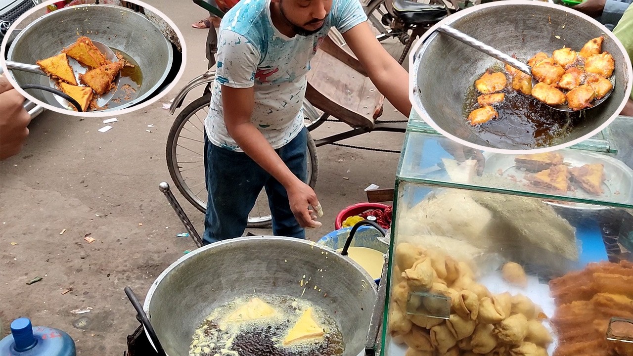 Crispy Singara, Beguni & Piyaju | Bangladeshi Mixed Bhaja Street Food in  Dhaka