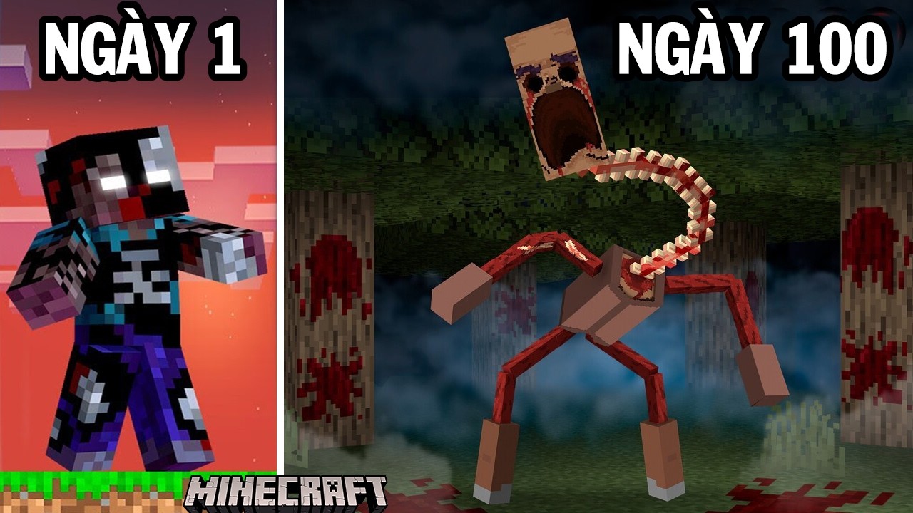100 ngày tồn tại với tư cách các Thần Thoại Kinh dị đáng sợ gieo rắc nổi kinh hoàng | GHTG Minecraft