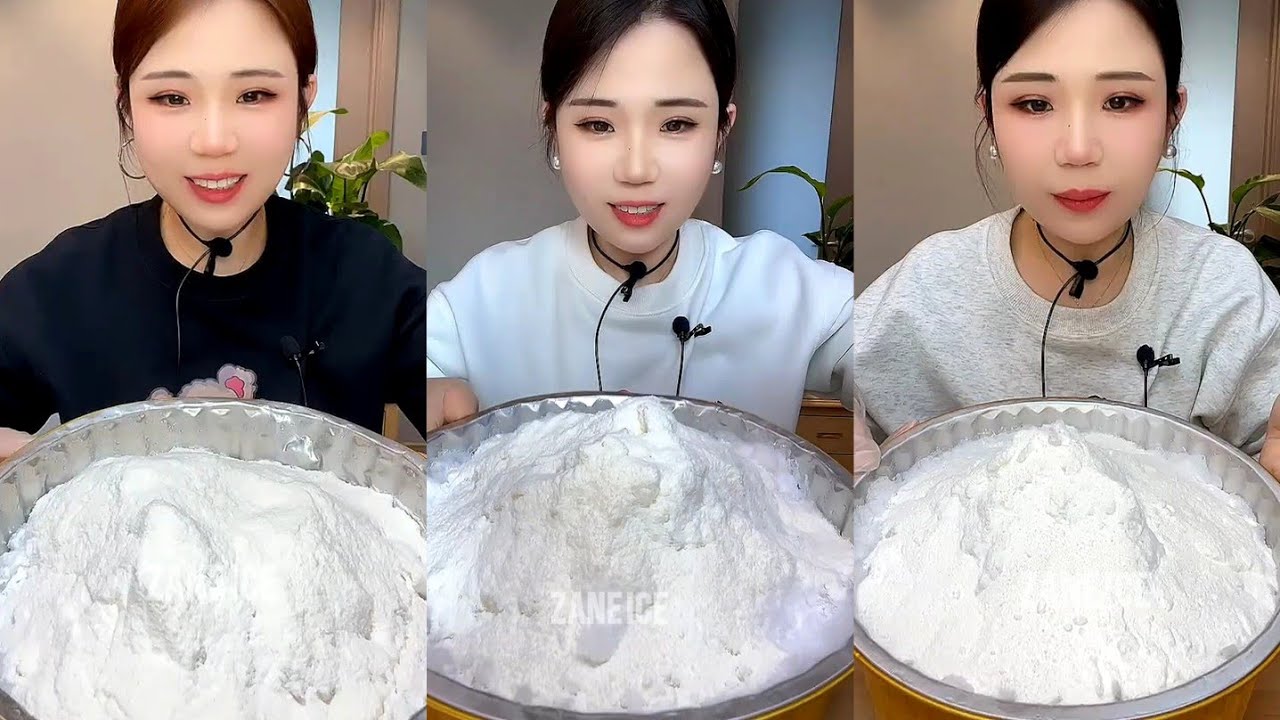 ASMR YY WHITE ICE EATING WITH MILK POWDER