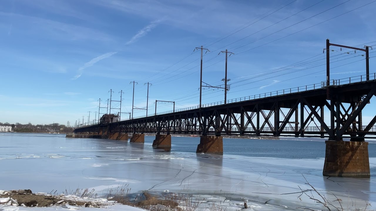 Amtrak Airo delivery train crosses the susquhanna river bridge 2/9/26
