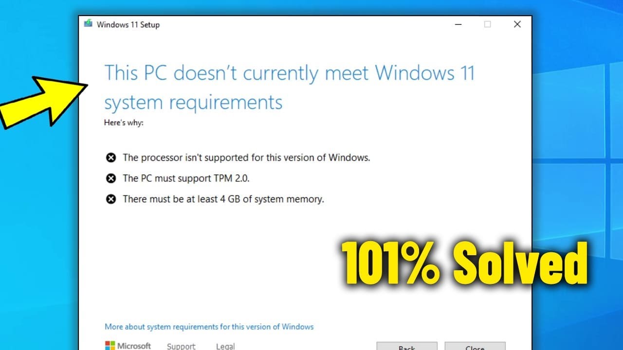 Bypass this pc doesn't currently meet windows 11 system requirements - How To Fix Upgrade Error ✅