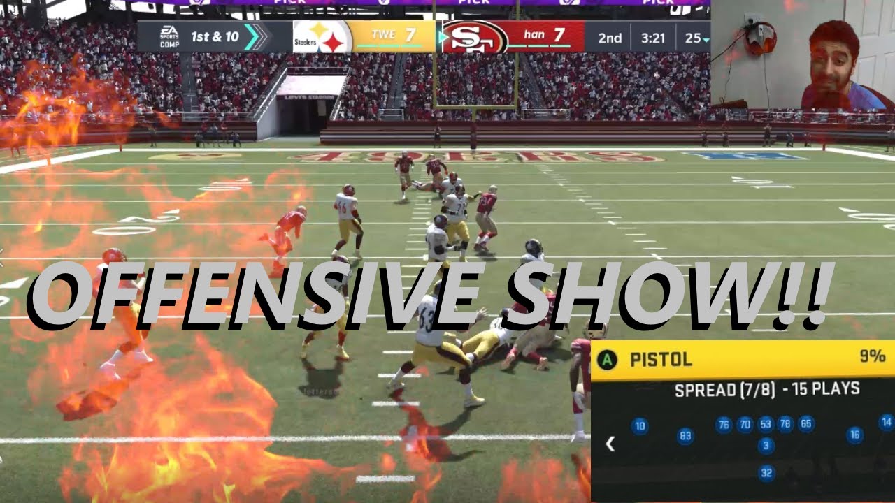 MY FIRST LIVE GAMEPLAY COMMENTARY!! Offensive Domination-Madden 21 Pistol Spread