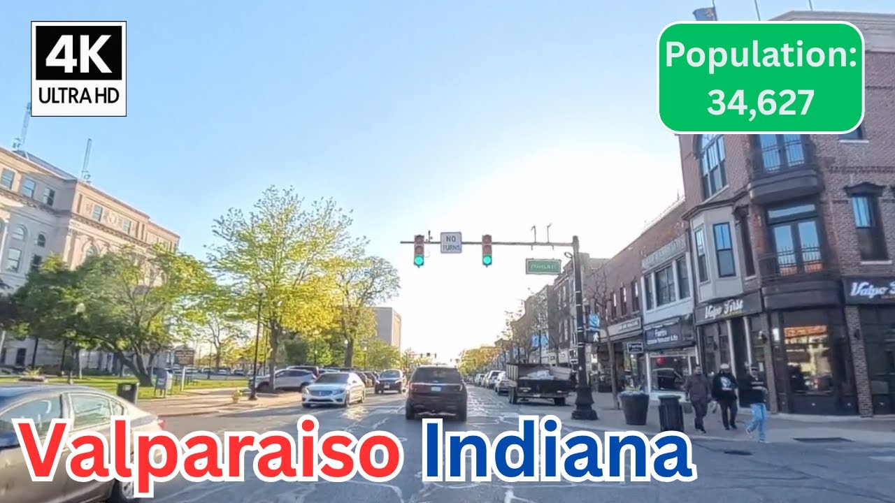 Driving Through Valparaiso, Indiana | Scenic Downtown & College Town Tour in 4K