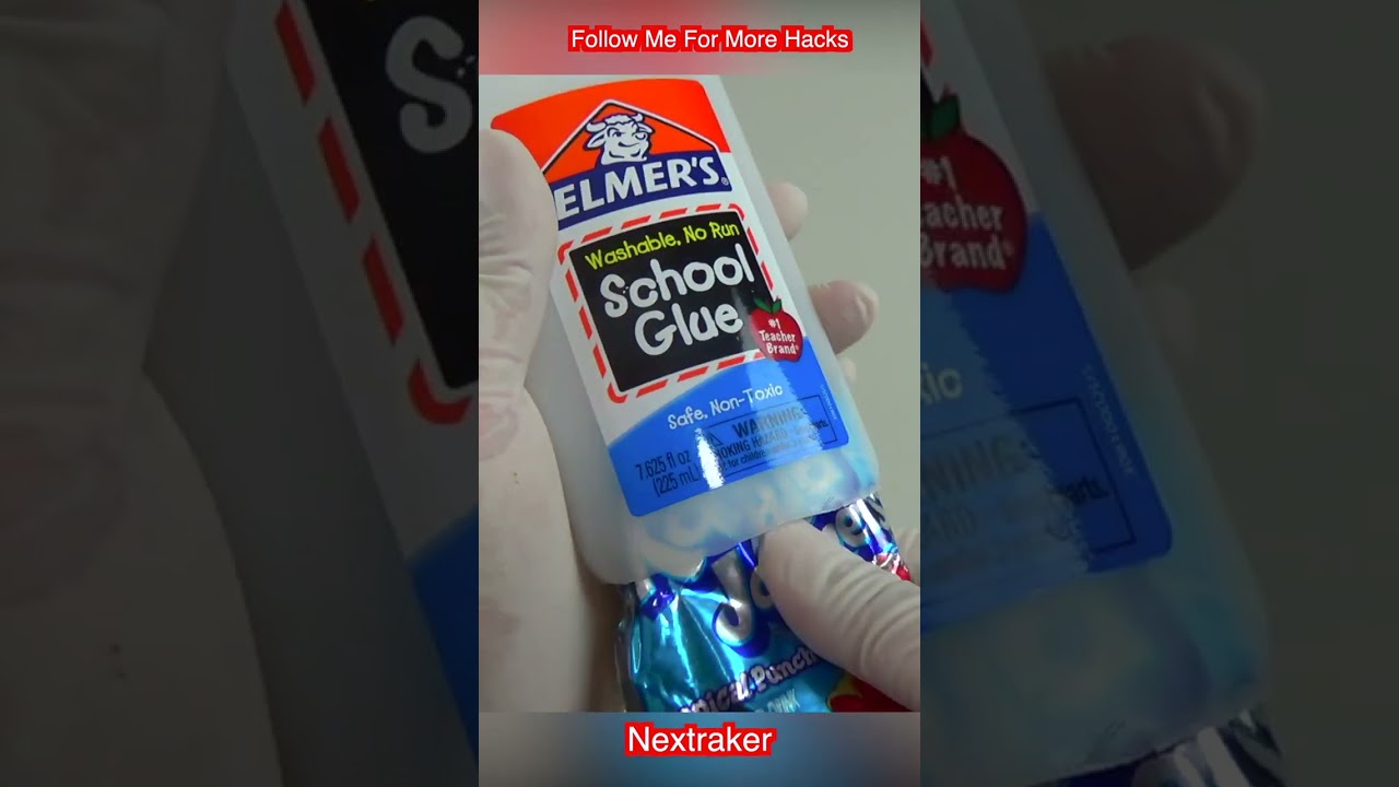 Sneak a juice pouch inside a glue bottle and not get caught #hacks #Schoolhacks