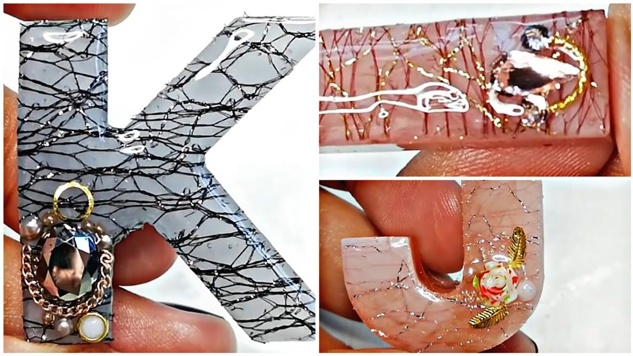 Mesh Webbing Nail Art Applied on Resin Letters | RESIN CRAFTS 101 | Resin Art | Small Business Idea