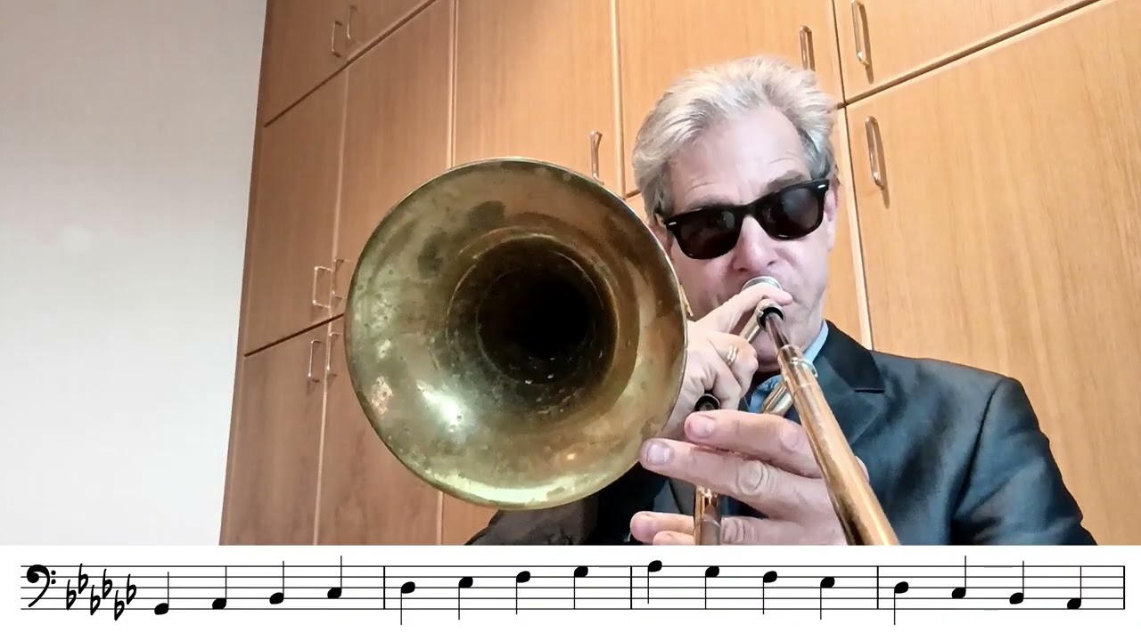 Gb major Scale Exercise for trombone play along - slow, one octave