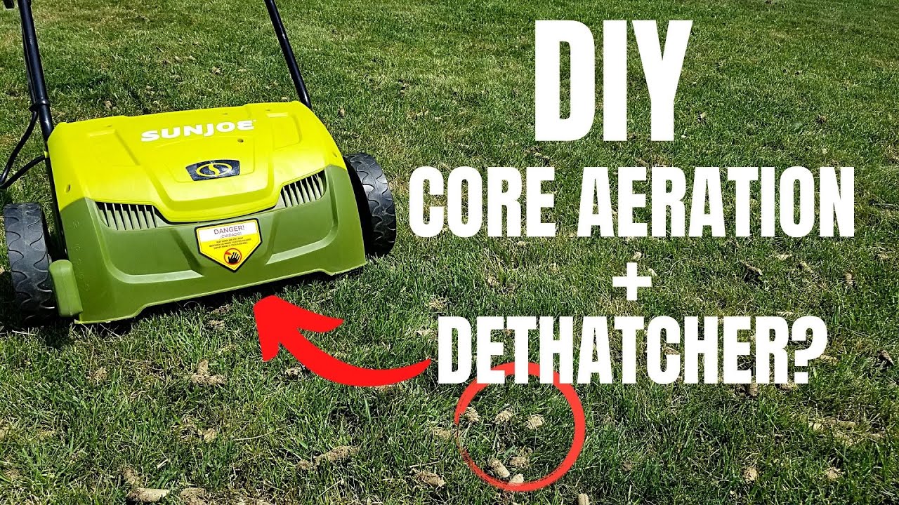 Уход за газоном осенью | Как легко аэрировать, удалять солому и подсевать газон! Сан Джо Детэтчер