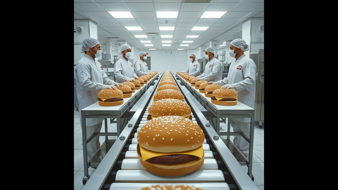How Robots Make 1,000 Burgers Per Hour in a Modern Food Factory Automated Line (Full Process)