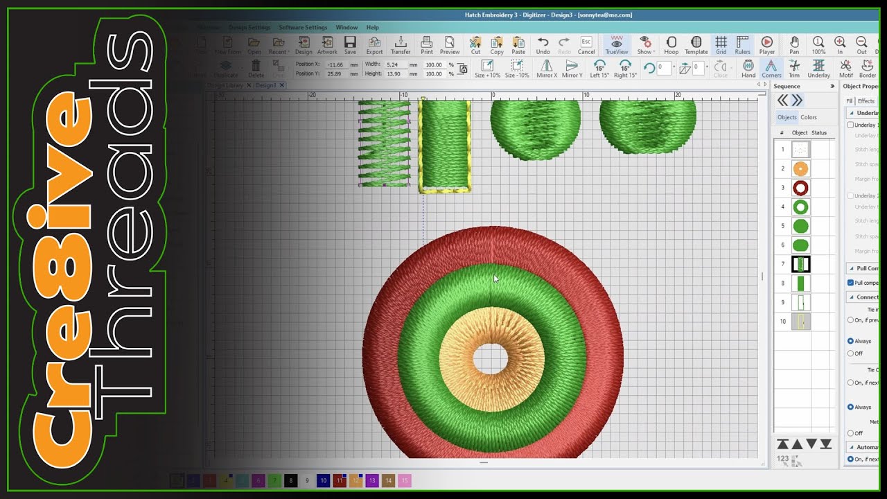 What is Push and Pull Compensation in Embroidery  - Hatch 3 Tutotrial #12