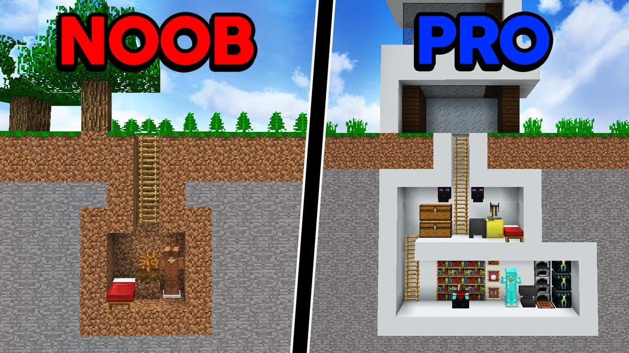 Batalha de Construção: CASA SUBTERRÂNEA DE NOOB VS CASA SUBTERRÂNEA DE PRO!
