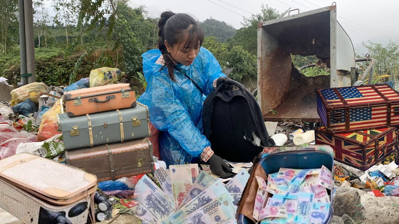 Picking up scrap in the rain, the girl found a huge amount of money at an abandoned landfill