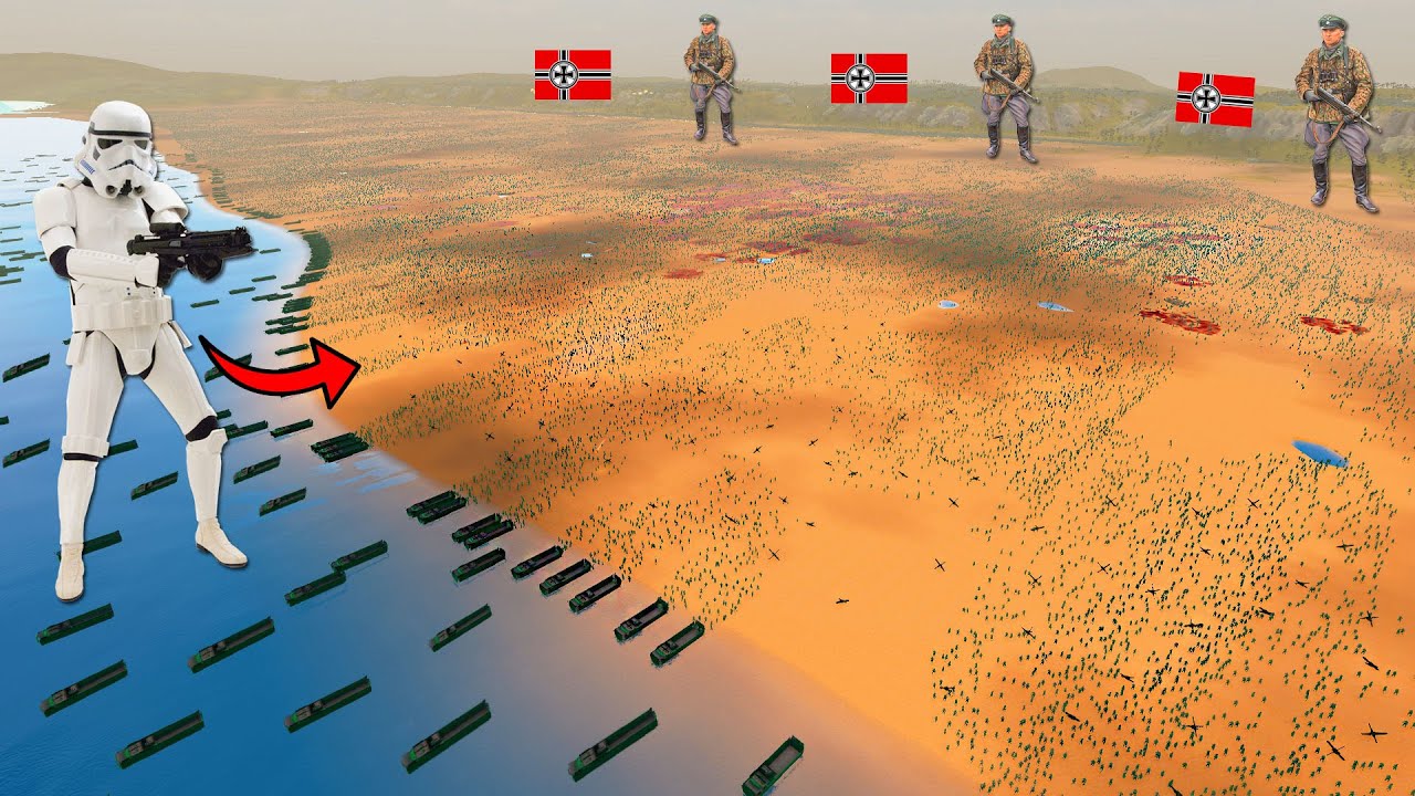 3,000,000 Stormtrooper Beach Invasion VS WW2 Stormtroopers! - Ultimate Epic Battle Simulator 2