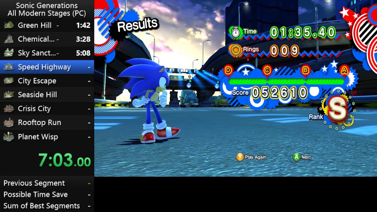 Sonic Generations - All Modern Stages Speed Run 