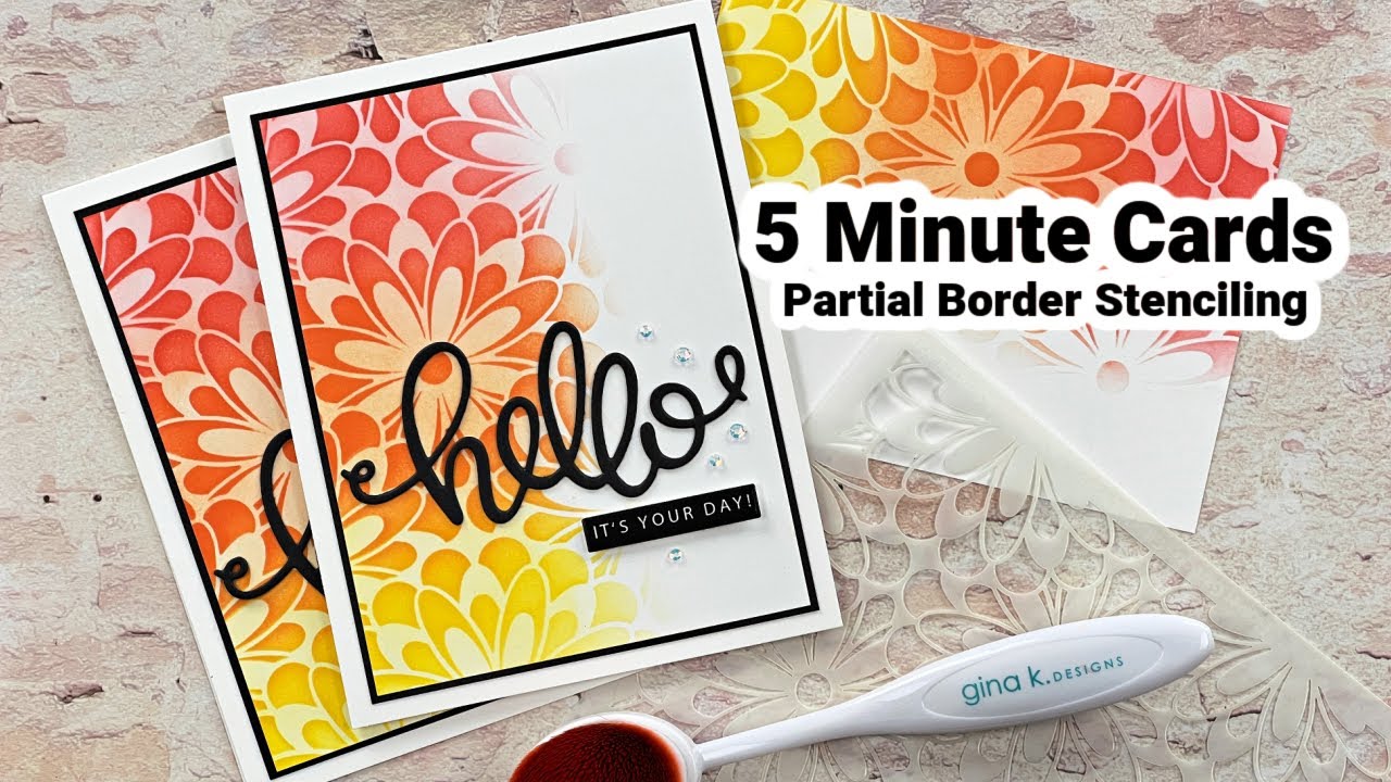 Partial Border Stenciling - 5 Minute Cards