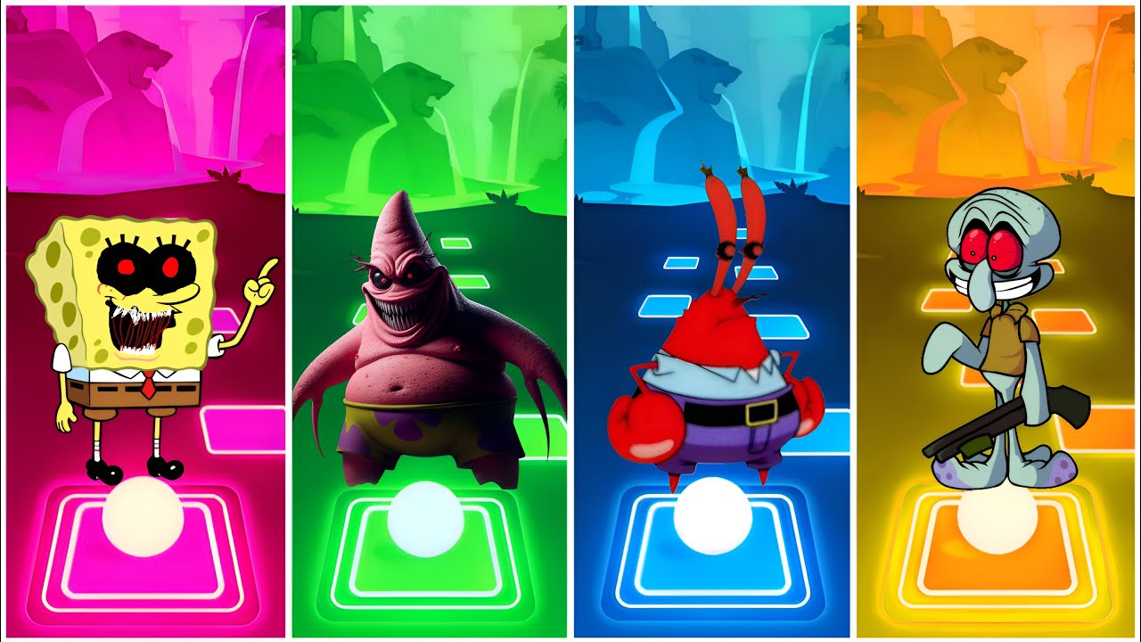 SPONGEBOB EXE PATRICK EXE VS MR KRABS EXE VS SQUIDWARD EXE | TILES HOP