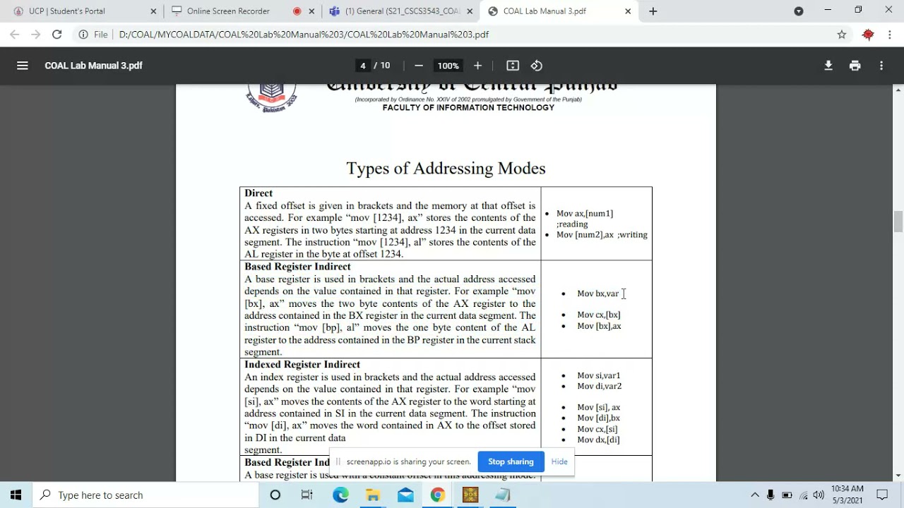 Mov instruction  Add, sub with variations , Addressing Modes with variations