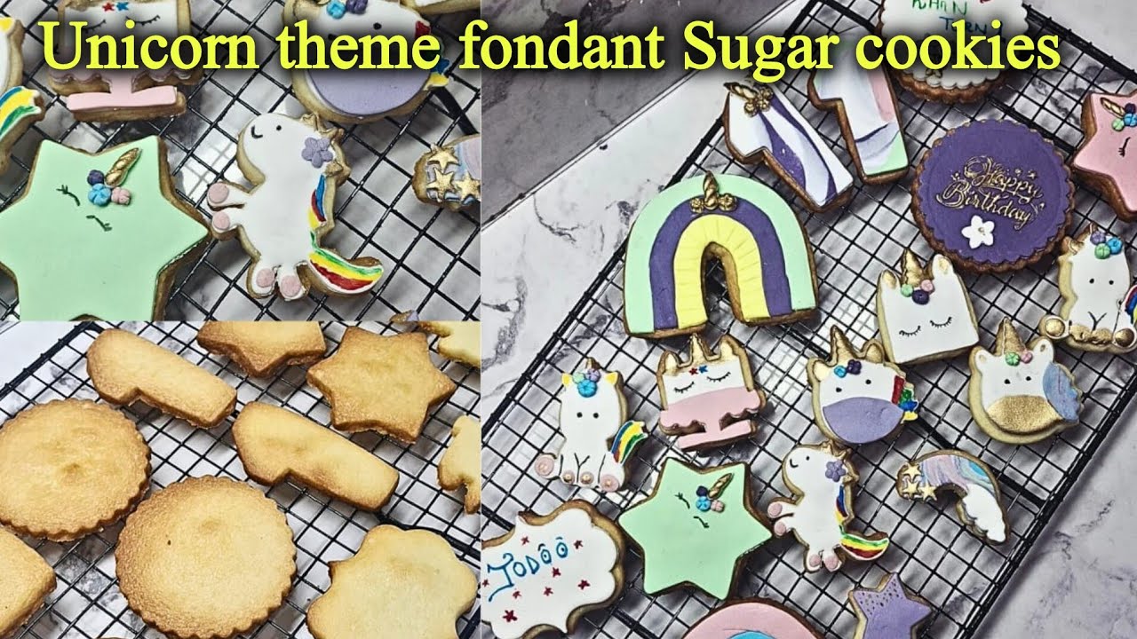 Easy unicorn theme Eggless sugar cookies using stamps & embossers, expert tips for fondant