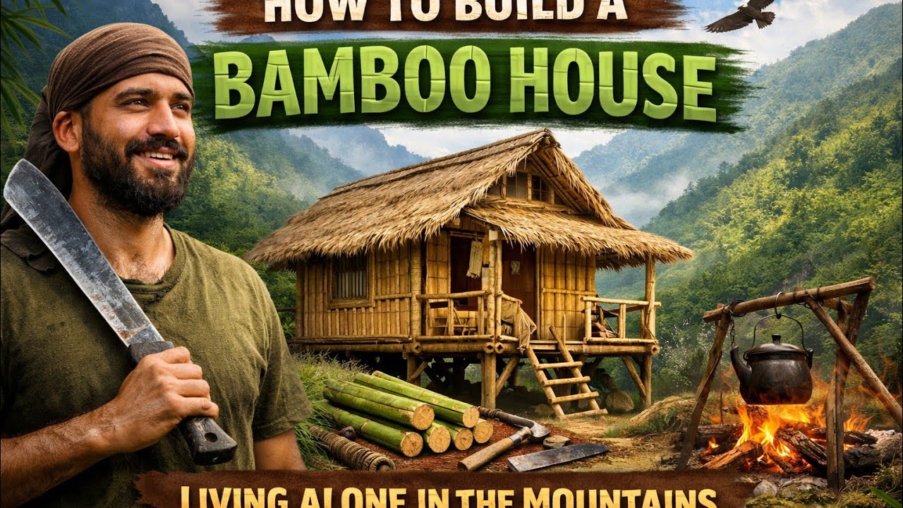 How to design and build a bamboo house, living alone in the mountains