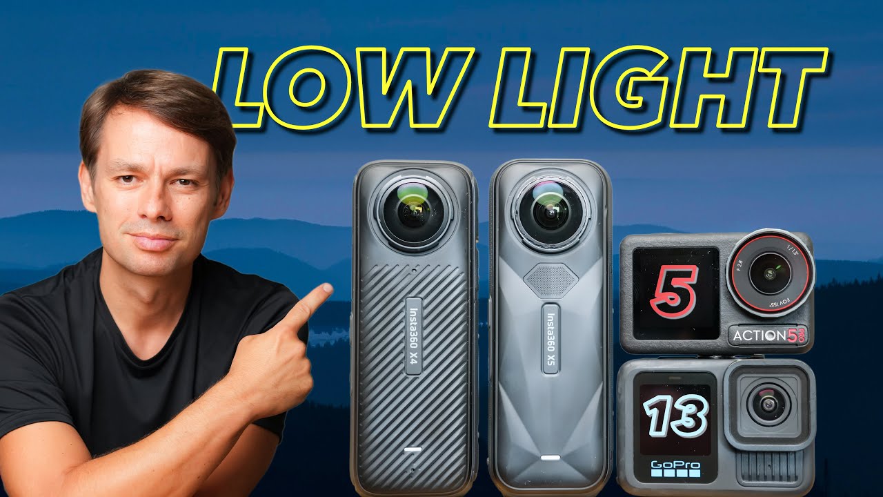Insta360 X5 vs X4 vs DJI Action 5 Pro vs GoPro Hero 13 LOW LIGHT Test