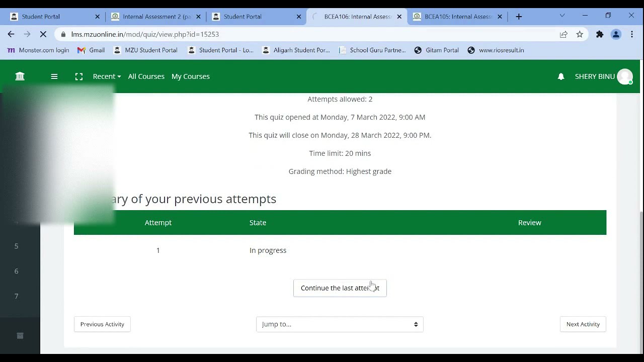 How to take Mizoram University Internal Assignment Quiz? Distance/Online Education