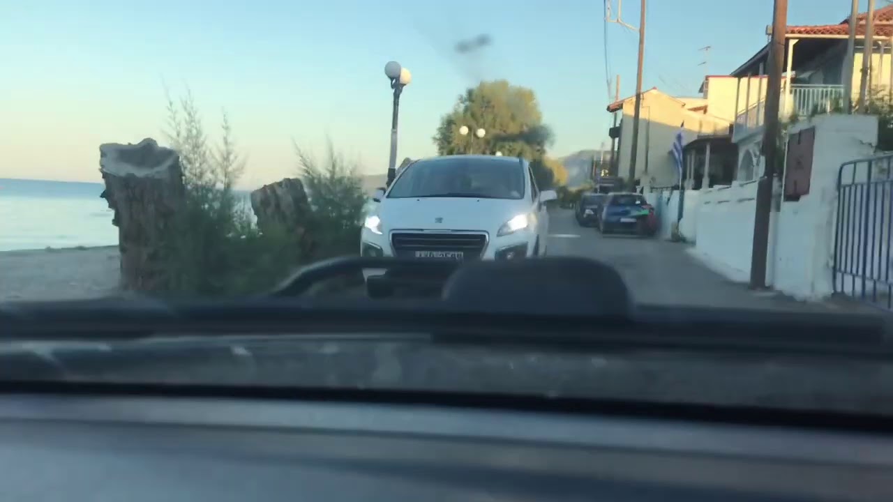 Driving Down Narrow Streets of Diakopto, Aígio, Greece