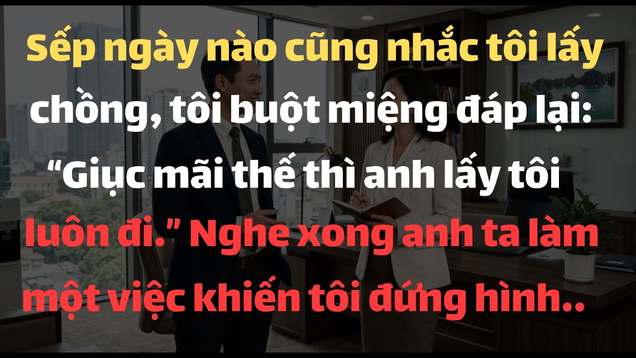 Sếp Ngày Nào Cũng Nhắc Tôi Lấy Chồng, Tôi Buột Miệng Đáp Lại: 