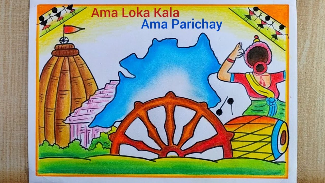 Ama Loka Kala Ama Parichay Poster drawing| Surabhi 2024 Drawing| Odisha Day Drawing| Utkal Diwas