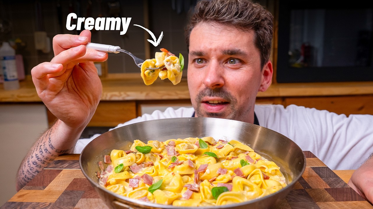 Nudeln in Schinken Sahne Sauce🍝 Fertig in 15 Minuten!