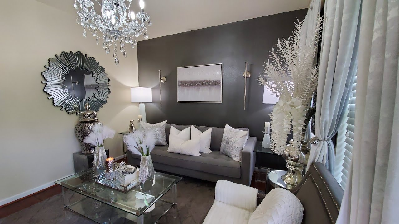 SPRING LIVING ROOM DECORATE WITH ME AND TOUR |WHITE AND GREY DECOR