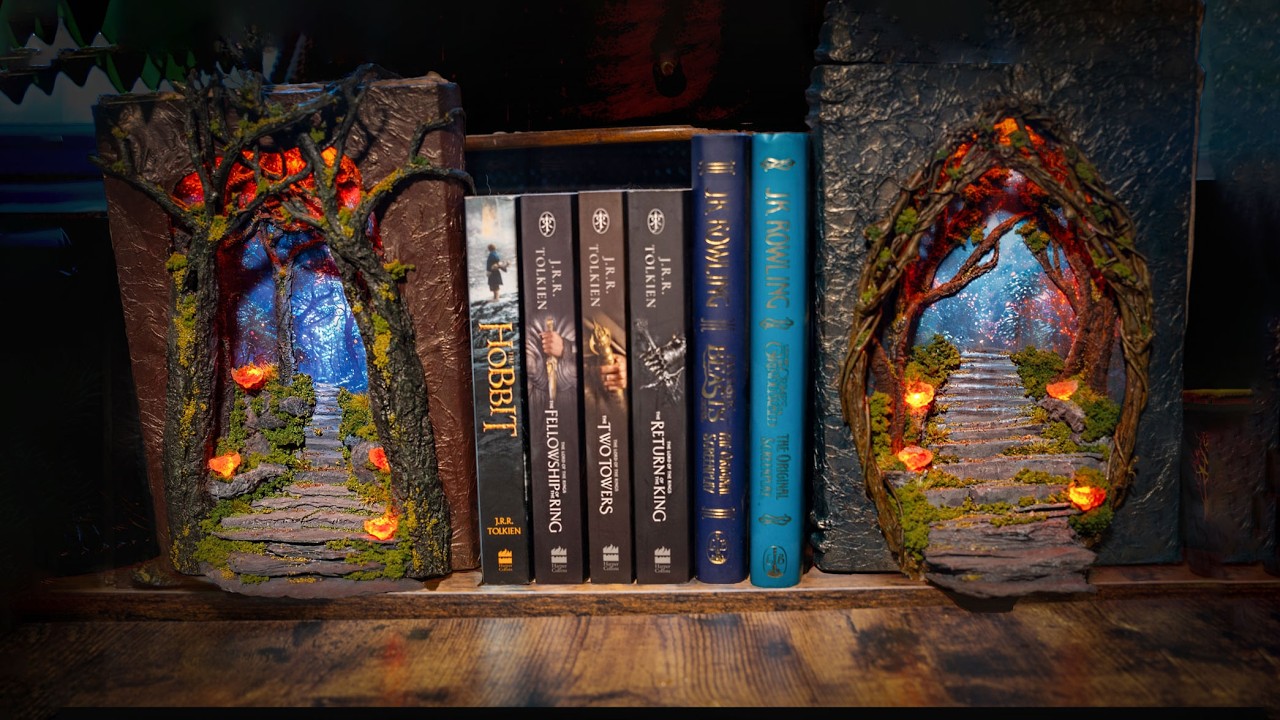 DIY Fantasy Forest Bookends: Transform Recycled Christmas Trash into Magic!