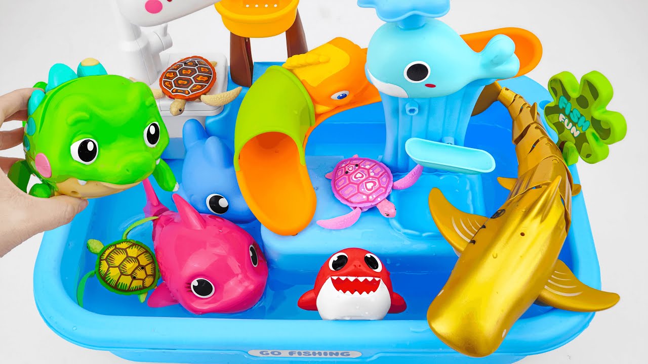 🦈toy asmr🦈 ZURU Robo Alive Fun Aquarium 🐊 Baby Crocodile, Gloden Shark ✨ Review Toys (No Talking)