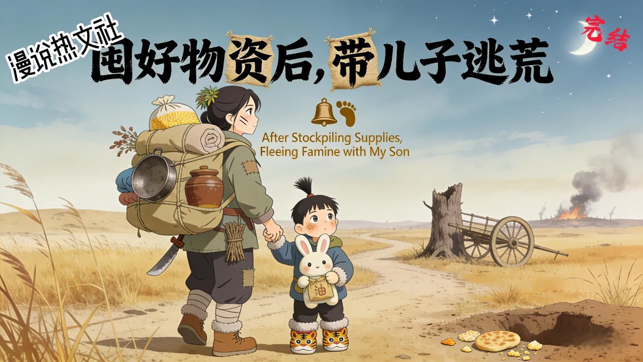 完结《囤好物资后，带儿子逃荒》开局穿成一个疯子不算，还附带一个小包子，幸好空间储备了百万物资，养个娃是没问题的，虞禾正准备当娘养娃！天灾，人祸，接踵而至。#穿越#种田#逃荒
