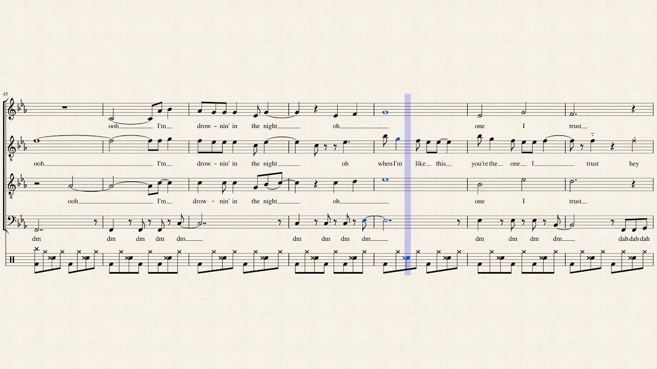 Blinding Lights - Pentatonix (Full Sheet Music with Lyrics)