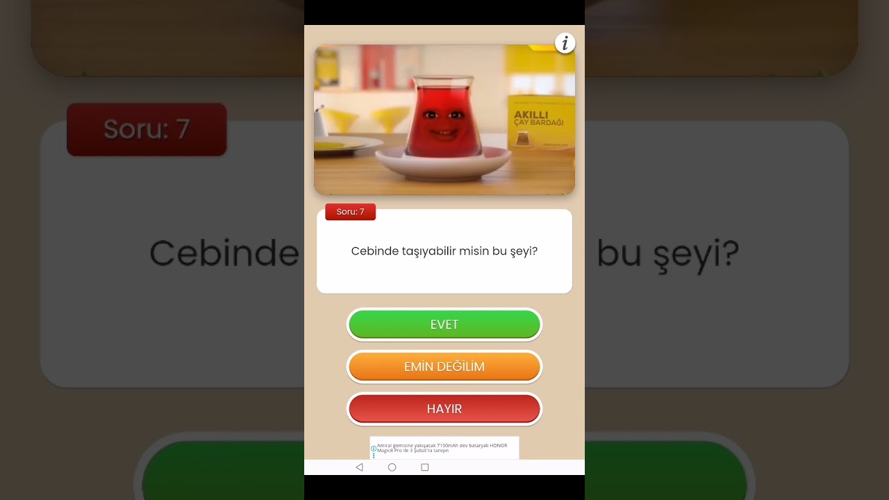 Akılı çay bardağı oynadım