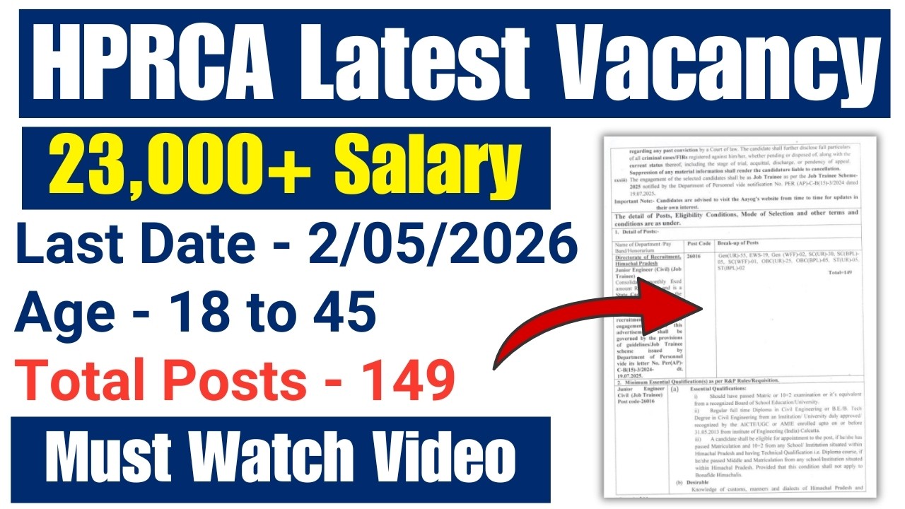 HPRCA Latest Vacancy 2026 !! 23,000 Salary !! GKSTUDY !!