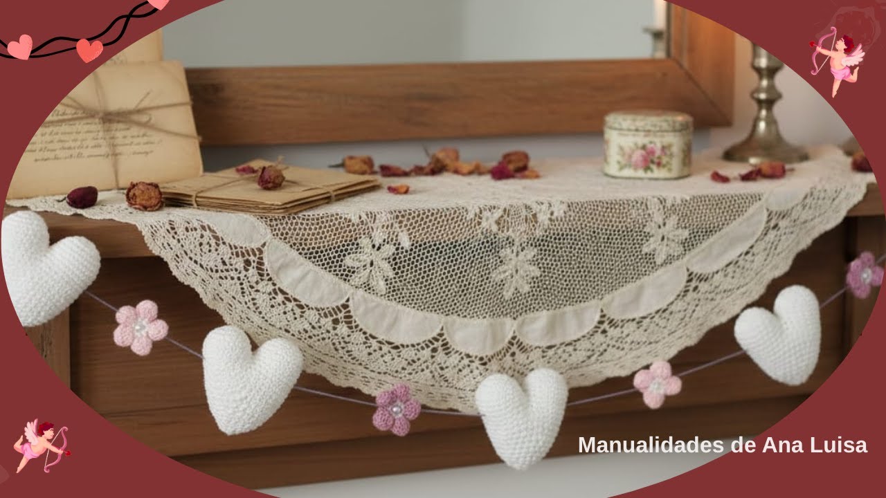 Guirnalda de corazones a crochet  - Crochet heart garland